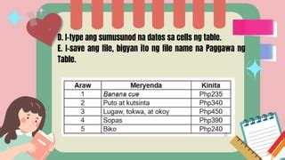 table chart in tagalog|PAGGAWA NG TABLE AT TSART.pdf .